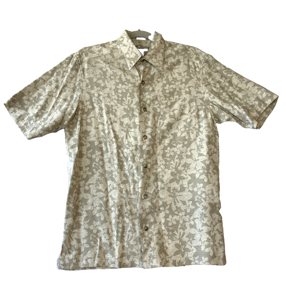 Claiborne Mens 100% Silk Hawaiian Shirt Short Sleeve Size S Button Down Floral